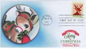 AO-4211-2, 2007, Holiday Knits, Deer, Standard Postmark, FDC, SC 4211, Add on, B