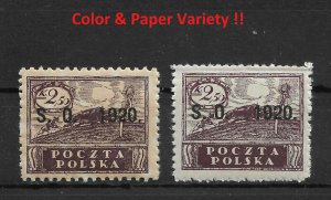 Eastern Silesia 1920, Color & Paper Variety, Scott # 49, VF MNH**OG (RN-5)