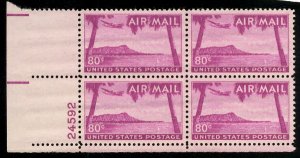 MALACK #C46 PLATE BLOCK, SUPERB mint never hinged,  post office fresh,  super...