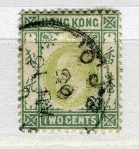 HONG KONG; 1903 early Ed VII Crown CA issue used 2c. value,