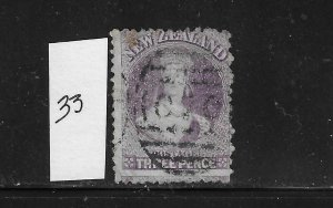 NEW ZEALAND SCOTT #33 1864-71 3P (LILAC) WMK 6- PERF 12 1/2- USED