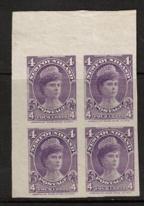 Newfoundland #84a Extra Fine Mint Upper Left Imperf Corner Block **With Cert.**