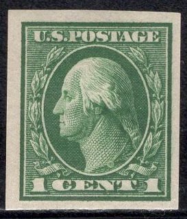 US Stamp #408 1c Washington Imperf MINT Hinged SCV $1