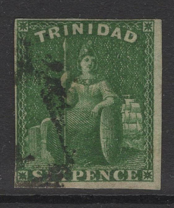 TRINIDAD SG28 1859 6d DEEP GREEN USED