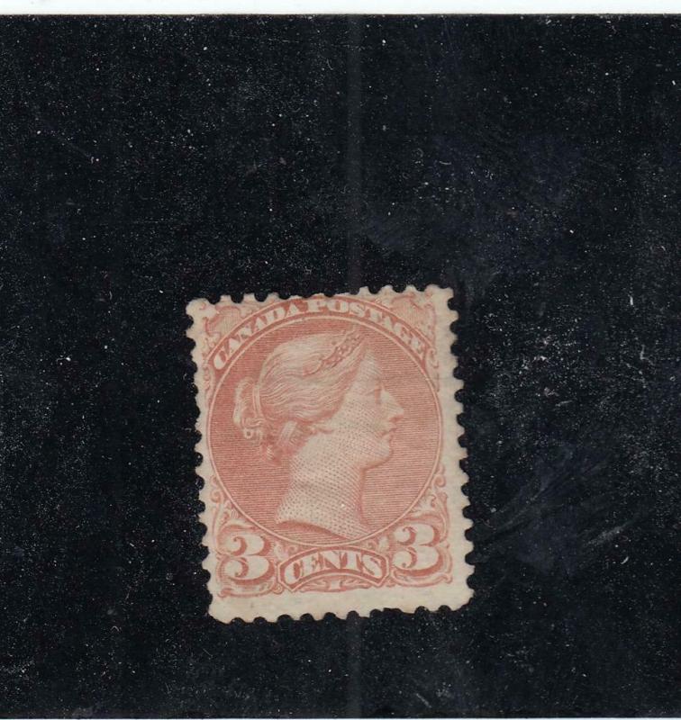 CANADA (KSG264) # 37b F-MH 3cts QV SMALL QUEEN / INDIAN RED CAT VALUE $1000