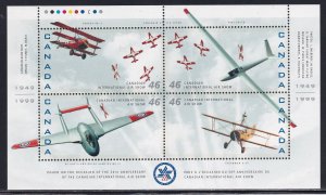 Canada 1999 Sc 1807 Pane of 4 Airplanes Stamp SS MNH
