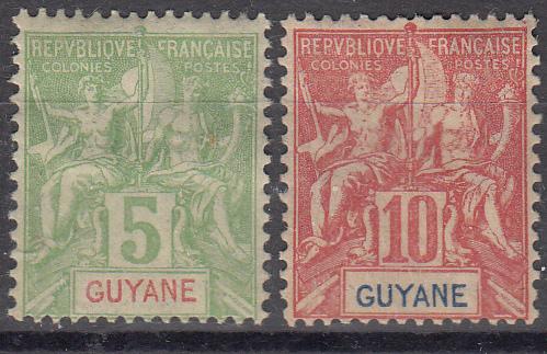 French Guiana 2 Different MH F/VF 1900 SCV $7.15