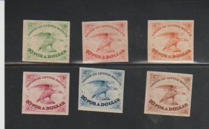 US Stamp Scott #5L1, American Letter Mail Co, Set of 6 Reprints Proofs 1934