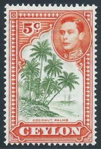 Ceylon, Sc #292a, 5c MH