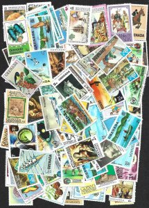 Grenada and Grenadines Collection of 100 Different Stamps