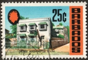Barbados 338a - Used - 25c George Washington House (1972) (cv $3.00)