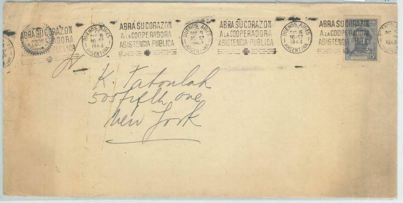 78980 - ARGENTINA - POSTAL HISTORY - OVERSIZED COVER to NY - RED CROSS Heart