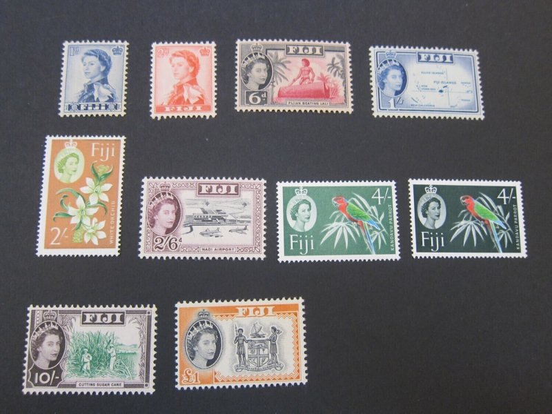 Fiji 1962 Sc 176-77,179,182,184-6,186a,188-9 (2 toning) MNH
