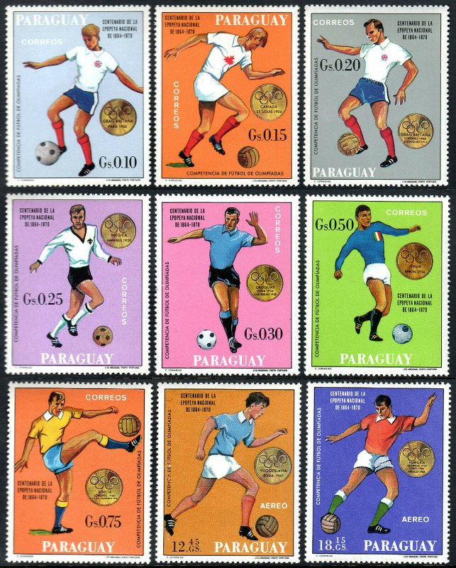 Paraguay 1178-1186, MNH. Olympic Soccer Champions, 1900-1968, 1969