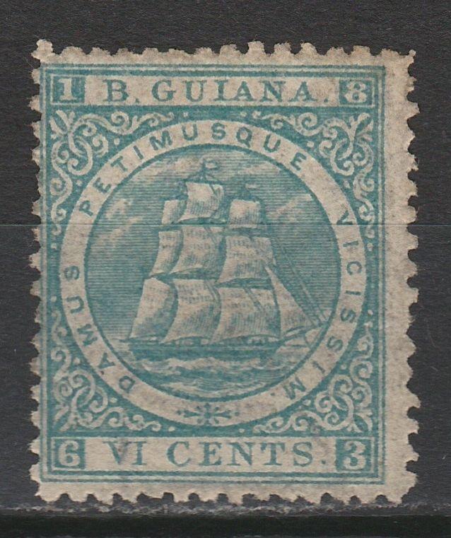 BRITISH GUIANA 1863 SHIP 6C PERF 12.5 - 13 