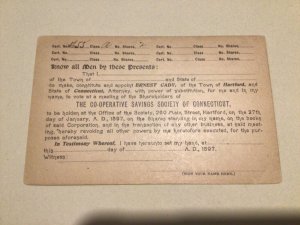 United States Co-Operative Savings Society Connecticut 1897  postal card 66886