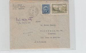 Peace issue to AUSTRIA US ZONE PICTURE BUTTE Alberta Canada cover 1939