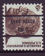 Long Beach CA, 1284-71 Bureau Precancel, 6¢ Roosevelt