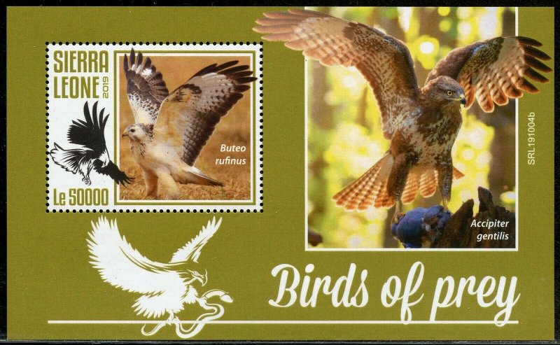 SIERRA LEONE 2019 BIRDS OF PREY SOUVENIR SHEET  MINT NEVER HINGED