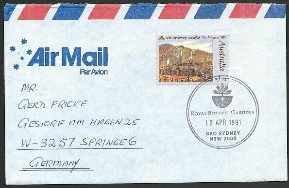 AUSTRALIA 1991 cover to Germany - nice franking - Sydney Pictorial pmk.....47299