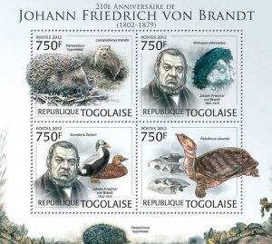 Togo 2012 MNH - John Friedrich von Brandt (1802-1879). Mi 4508-4511