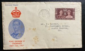 1937 London England First Day Cover To North Harrow King George VI Coronation