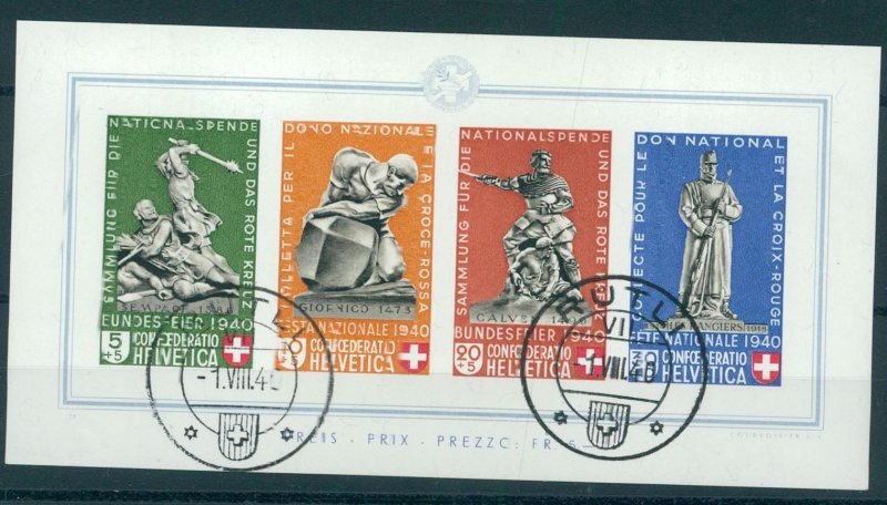 SWITZERLAND, SOUVENIR SHEET 1940 VFU 1.VIII.40