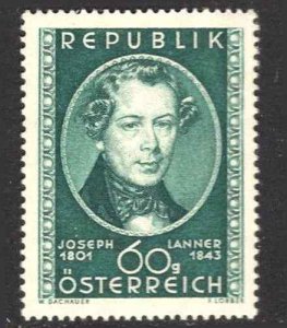 Austria 1951 Scott # 574 60g Dark Blue Green MNH  Joseph Lanner 