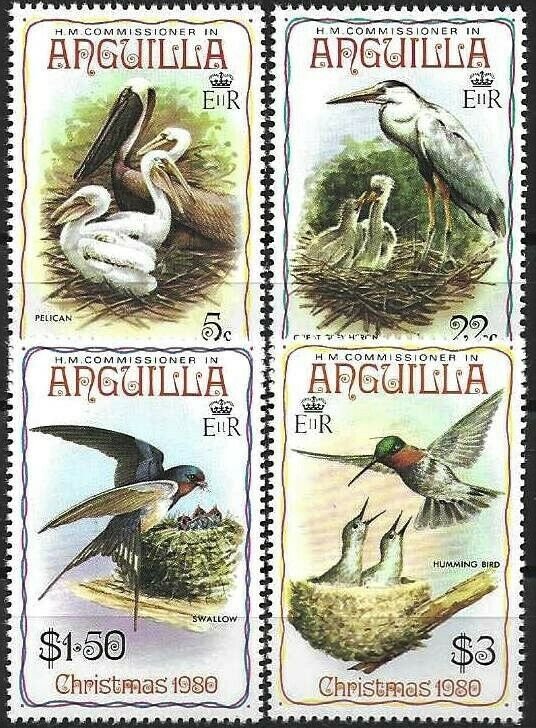 1980 Anguilla Birds, Ucelli, Oiseaux, complete set VFMNH! LOOK!