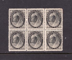 1897 - #68 MNH Premium Block of ½c Stamps - Maple Leaf Queen Victoria - cv$360