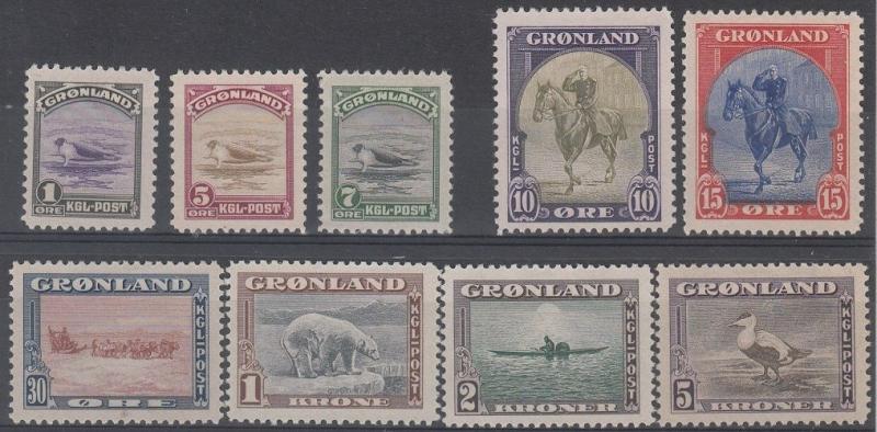 Greenland Scott 10-18 Mint hinged (Catalog Value $225.00)