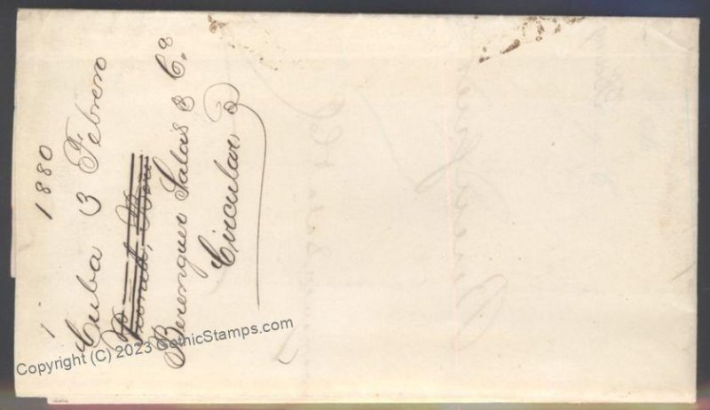 Spain Santiago 1880 Folded Circular Cover With Bisect G112475