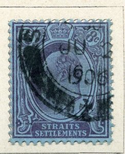 STRAITS SETTLEMENTS;  Early 1900s Ed VII issue 8c. fine used value