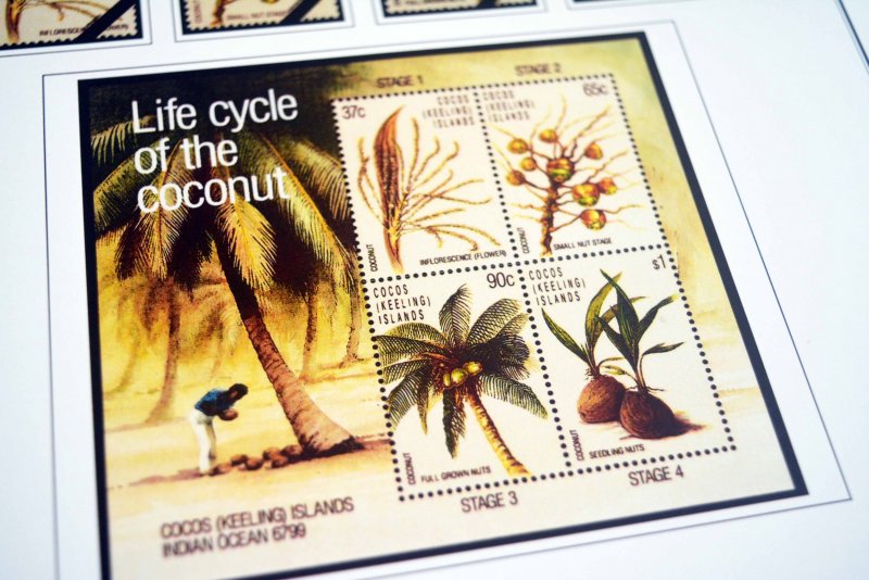 COLOR PRINTED COCOS ISLANDS 1963-2020 STAMP ALBUM PAGES (69 illustrated pages)