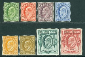 SG 43-50 Falklands 1904-12. ½d to 5/- set of 8. All fresh lightly mounted...