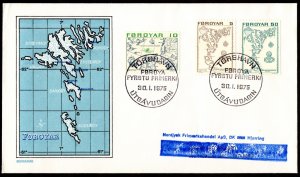 1975, Faroe Islands FDC, Sc 7,8,9