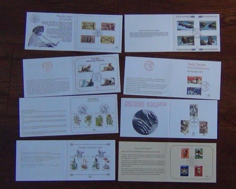 Transkei New Issue Cards 1976 1980 Tourism Independence Fruits Pipes Weaving etc