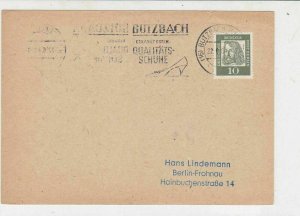 DDR 1961 Butzbach Cancel Quality Shoes Slogan Stamps Card Ref 27924