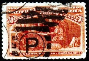 SC# 239 - (30c) - Columbus at La Rabida, Orange Brown, used - Fault Upper right