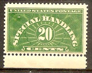 US QE3 MNH 1928 20c yel grn Special Handling