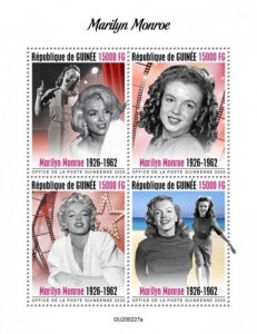 Guinea - 2020 American Actress Marilyn Monroe - 4 Stamp Sheet - GU200227a