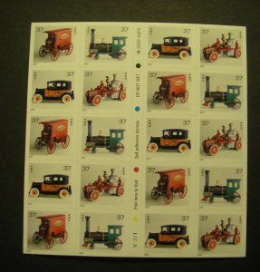 Scott 3645e, 37c denominated Antique Toys, Pane of 20, #V2221, MNH Beauty