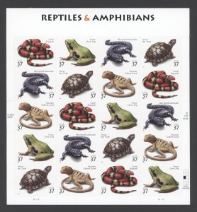 2003 US Scott #3814-3818, 37c Reptiles and Amphibians full Sheet of 20 , Mint NH