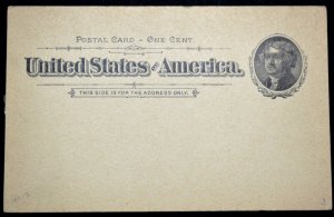 1894 US Sc. #UX12 mint postal card, fair to good condition with hinge remnants