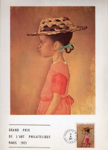 French Polynesia 1971 Sc#67 Polynesian Girl by J.C.Bouloc A piece of Art