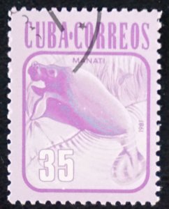 CUBA Sc# 2461 FAUNA  animals 35c MANATEE marine life fish   1981  used cto