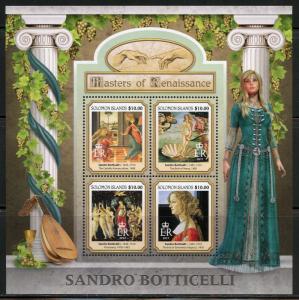 SOLOMON ISLANDS  2017 MASTERS OF RENAISSANCE SANDRO BOTTICELLI SHEET  MINT NH