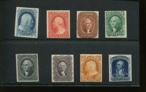 40P4-47P4 1875 1c-90c Reprints Proof on Card Set of 8 Stamps (Bz 155)