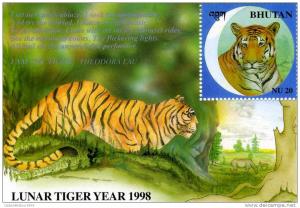 Bhutan 1998 LUNAR TIGER YEAR s/s Perforated Mint (NH)