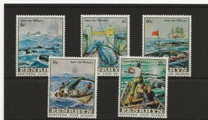 Penrhyn Cook Is 1983 Whale conservation set of 5 sg.290-4  MNH